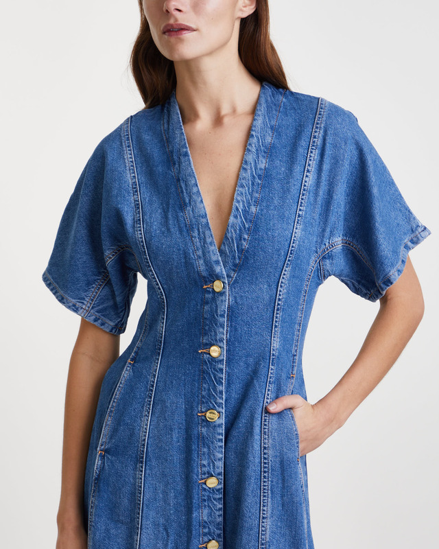 Ganni Dress Future Denim Maxi Mid blue  44