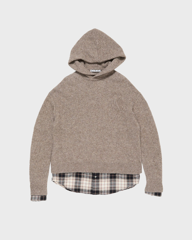 Acne Studios Layered Wool Hoodie Beige XS