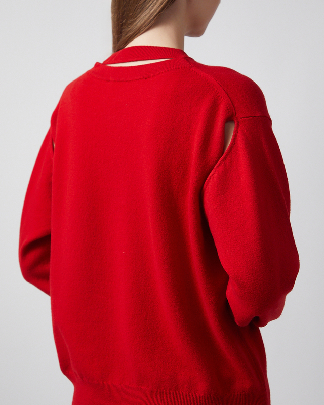 RÓHE Sweater Crewneck Open Neck Röd 40