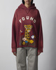 Found Hoodie Wildlife Embroidered Unisex Burgundy XS