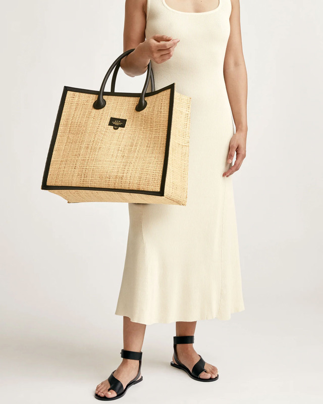 ATP Atelier Bag Alfano Raffia Vacchetta Svart/beige  ONESIZE