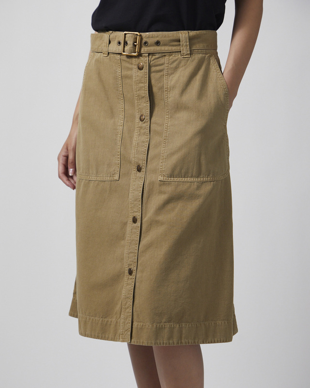 Moncler Nederdel Belted Cotton Midi Beige L