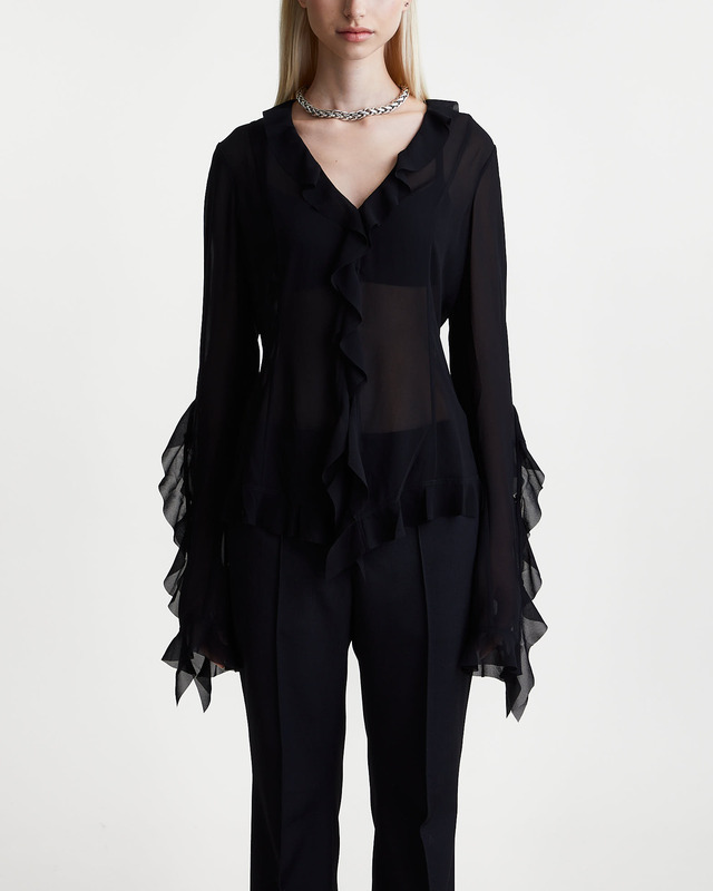 Acne Studios Blus Sheer Ruffle  Svart 36