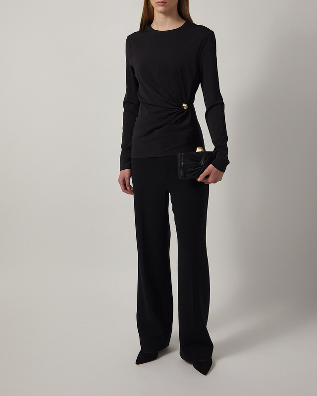 Malina Top Mailey Jersey Brooch Long Sleeve Black XS