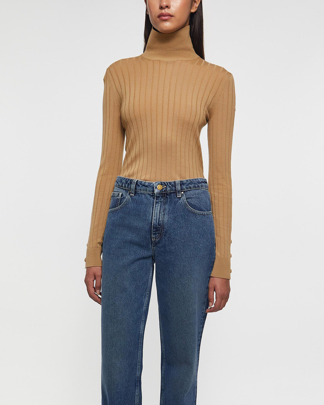 Moncler Tröja Logo Wool Polo Neck Jumper Khaki M