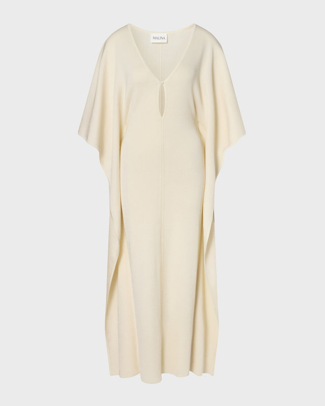 Malina Kaftan Janna Knitted V-Neck Maxi Pearl M