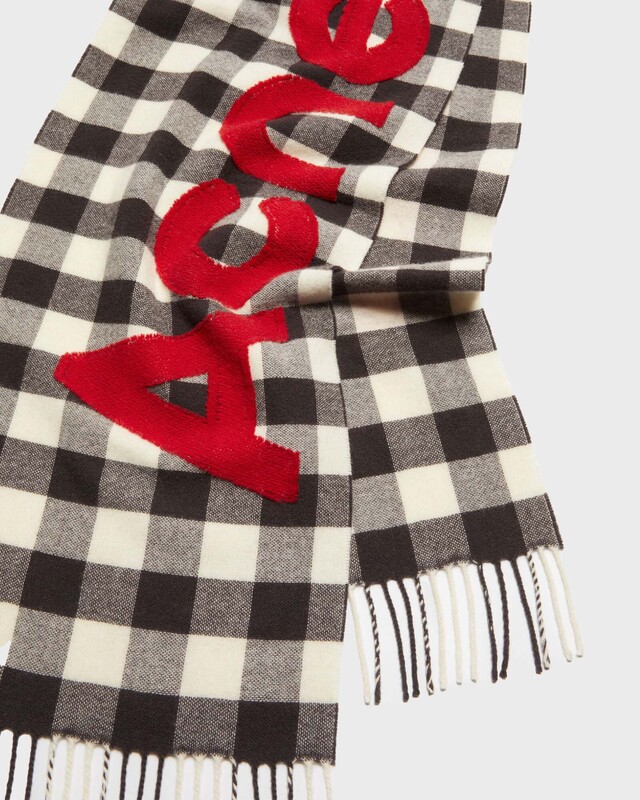 Acne Studios Scarf Logo Check Grå ONESIZE