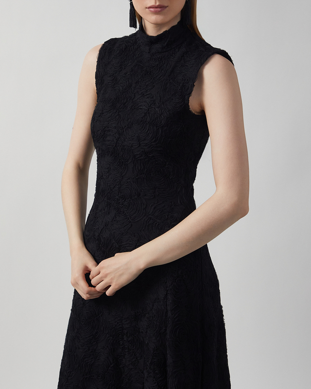 ROTATE Birger Christensen Dress Flower Mesh Maxi  Black 40