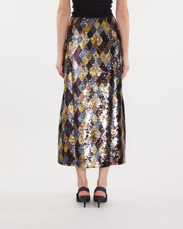 Rixo Kelly Skirt Gold Harlequin Sequin Gold UK 12 (EUR 40)