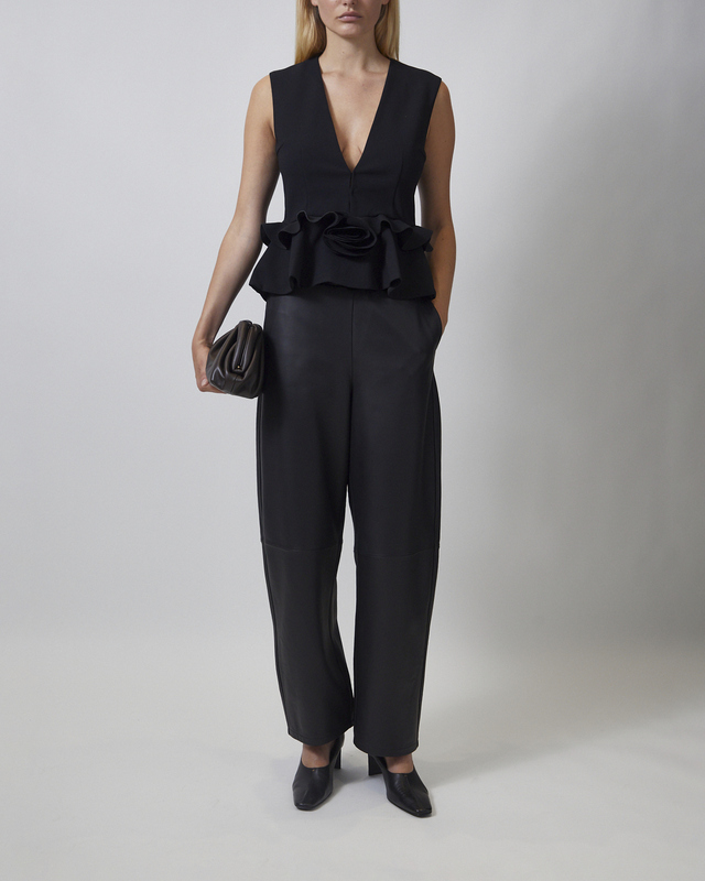 ROTATE  Topp V-Neck Flower Black 36