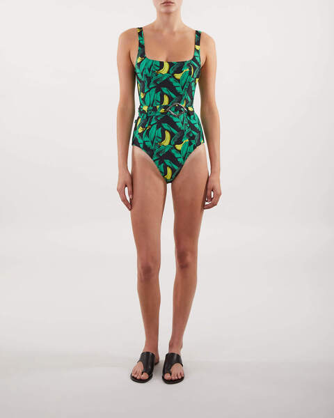 Swimsuit Recycled Printed Belted Black 2