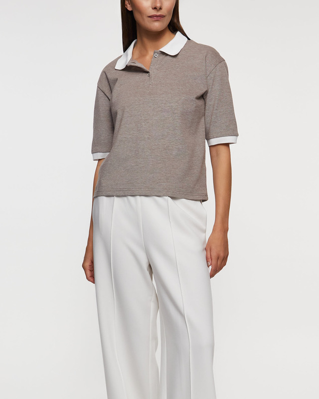 Wakakuu Icons Top Linosa Polo T-Shirt Beige XS