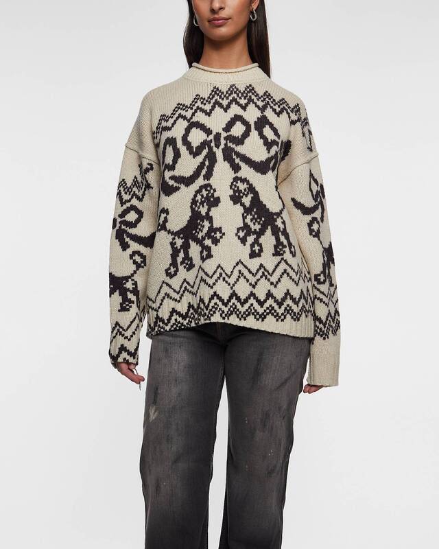Acne Studios Sweater Wool Blend Jacquard  Vit/svart XS