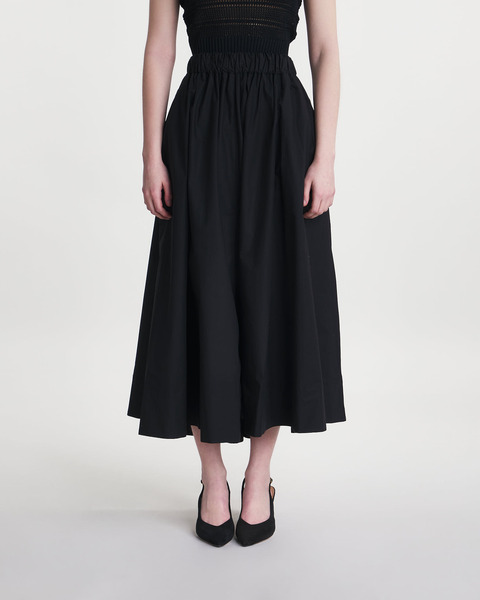 Skirt A-Lined Midi Cotton Black 2
