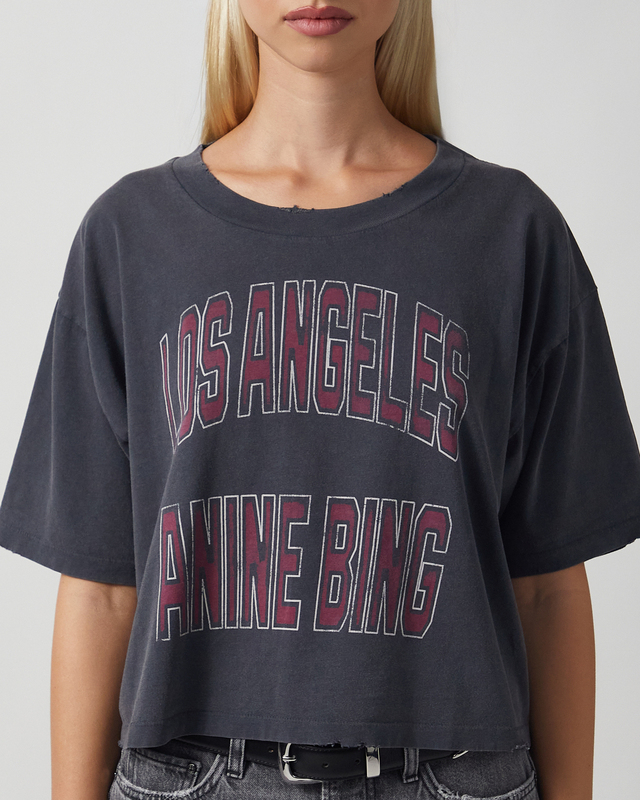 Anine Bing T-shirt Johnny Cropped  Washed black XS
