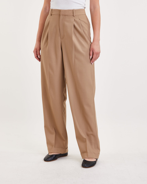 Trousers Full Length Pleated  Camel 2