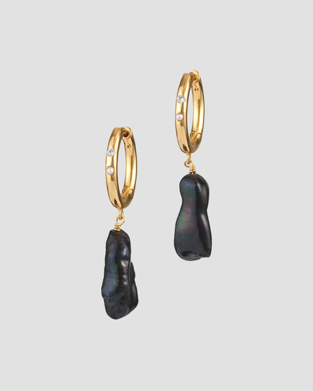 Anni Lu Earring Diamonds and Pearls Black ONESIZE