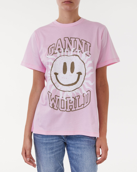 T-shirt Basic Jersey Smiley Relaxed Rosa 1