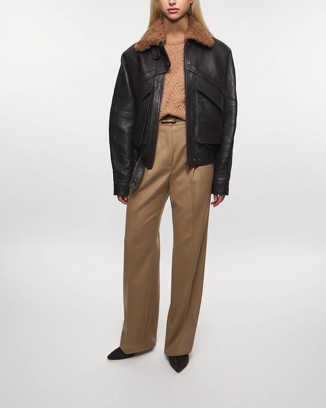 Magda Butrym Jacka Vintage Embossed Leather Bomber Brun FR 40 (EUR 38)