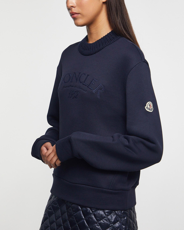 Moncler Sweatshirt Logo Relaxed Navy XS