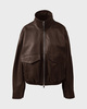 Wakakuu Icons Jacka Leather Funnel Neck Dark Brown S