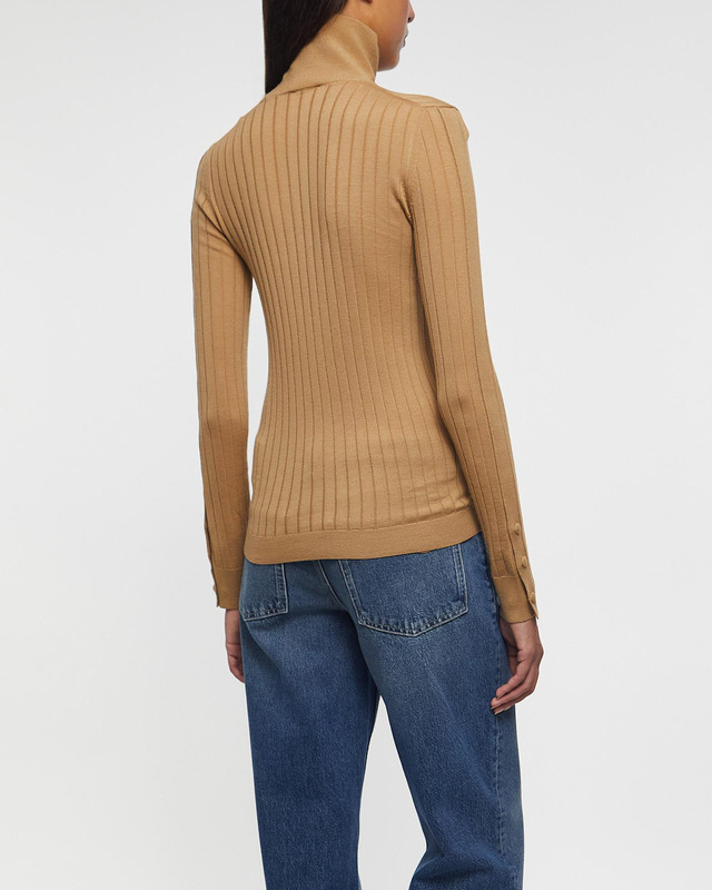 Moncler Tröja Logo Wool Polo Neck Jumper Khaki M