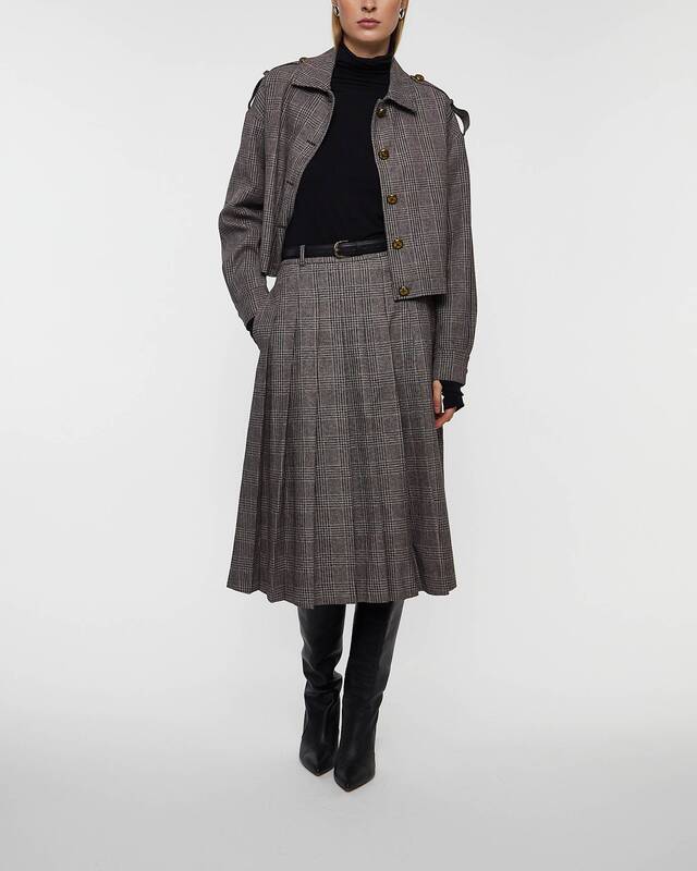 Self-Portrait Skirtl Midi Check Pleated Brun UK 14 (EUR 42)