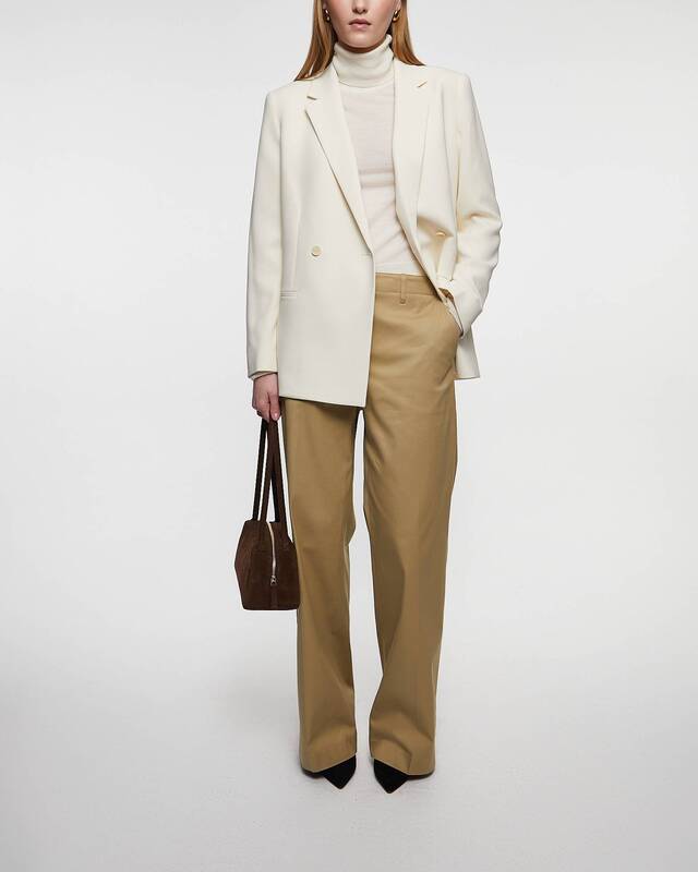 Theory Kavaj Relaxed Double-Breasted Crepe Beige US 8 (EUR 40)