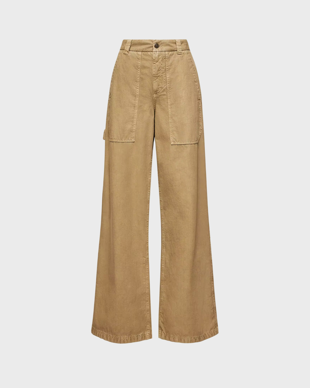 Moncler Bukser Cotton Wide Leg Pants Beige L