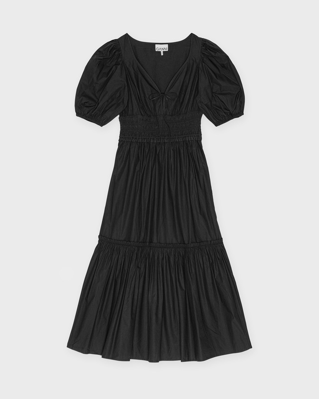 Ganni Dress Cotton Poplin Smock Black 34