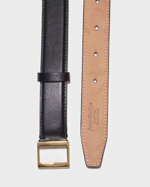 Belt Leather Buckle Svart/guld 2