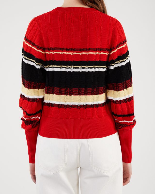 Proenza Schouler Tröja Striped Fil Coupe Sweater Röd L