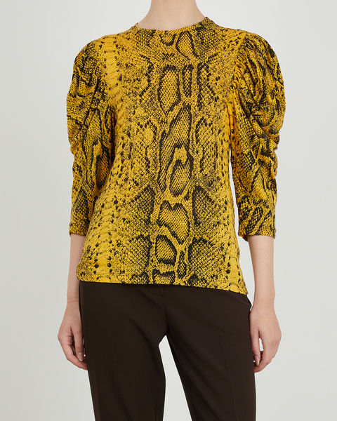 Top Snakeprint Puff Sleeve T-Shirt Yellow 1