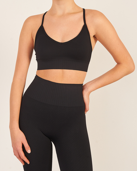 Seamless Graphical Rip Sports Top Black 1