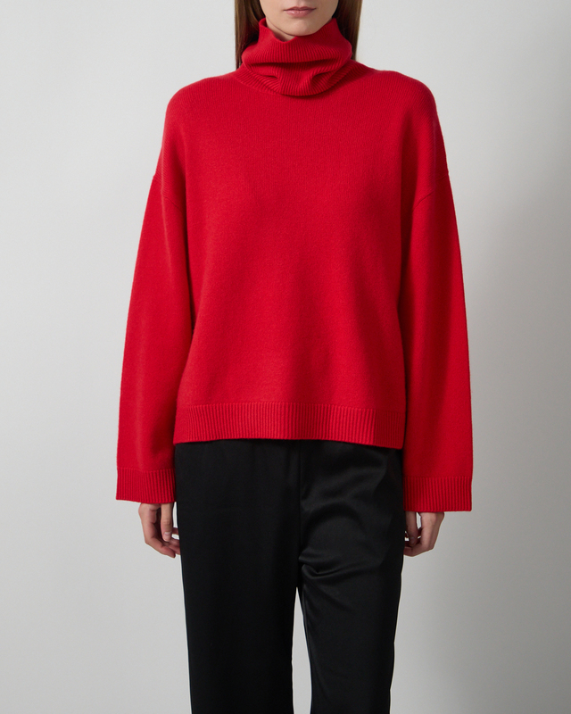 Soft Goat Striktrøje Folded Turtleneck Red M