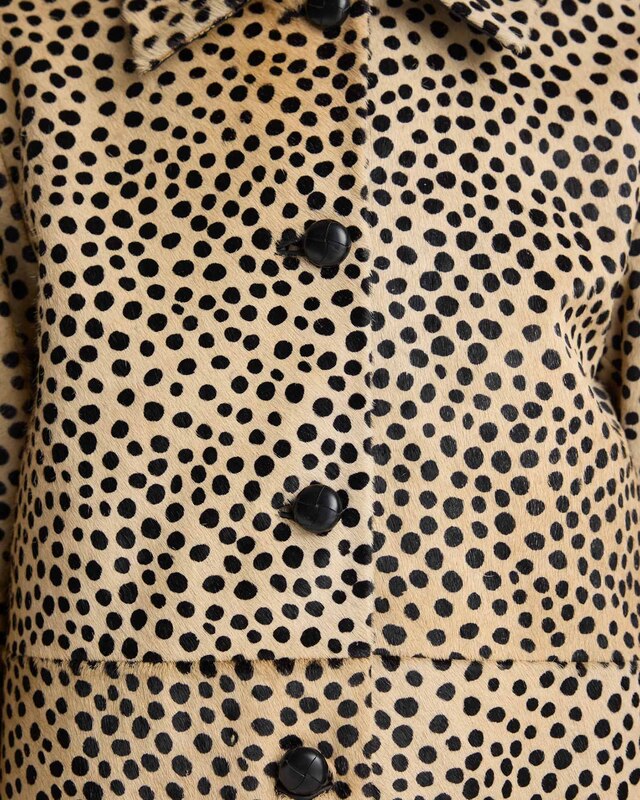 RÓHE Frakke Cheetah Pony Hair Beige/Black 36