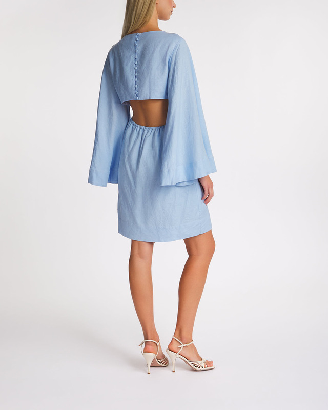 Malina Dress Jette Cut-Out Linen Blend Mini Blue M