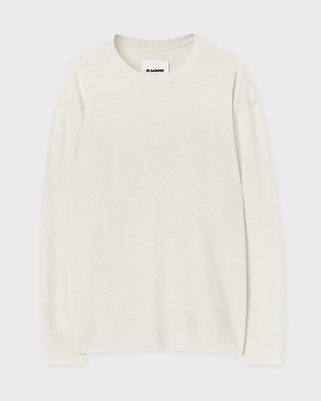 Jil Sander Sweater Midweight Wool Crew-Neck Natural 38