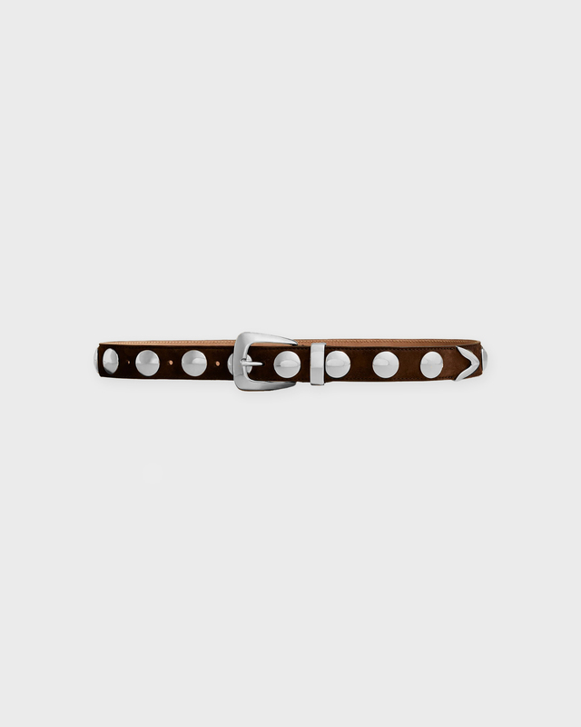 KHAITE Belt Benny Silver Studs Brun 80