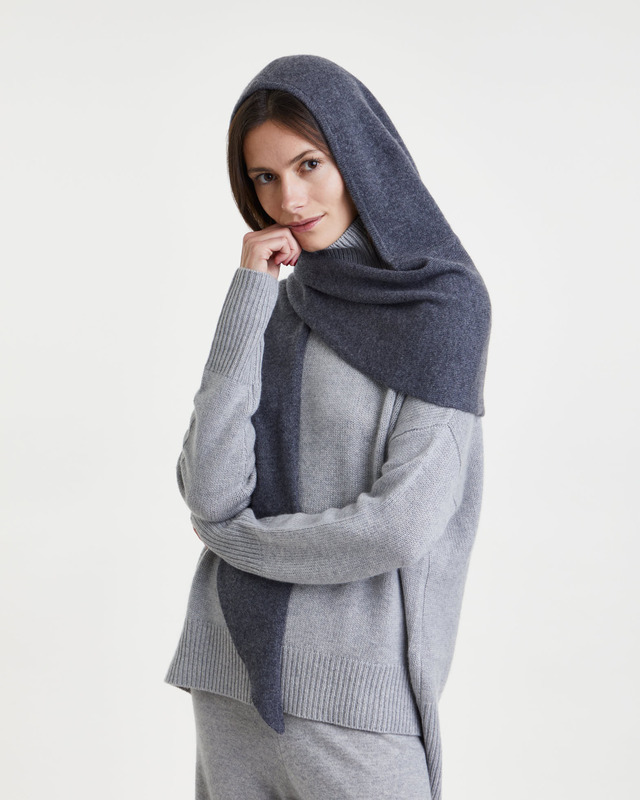 LISA YANG Scarf Rina Hooded Cashmere Granit ONESIZE