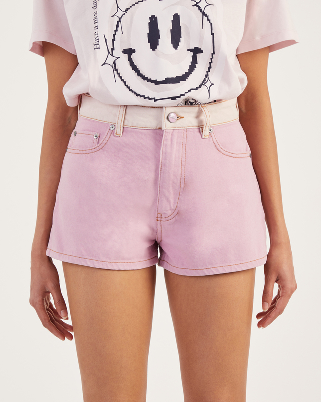 GANNI Hög midja shorts rosa Ljuslila 26