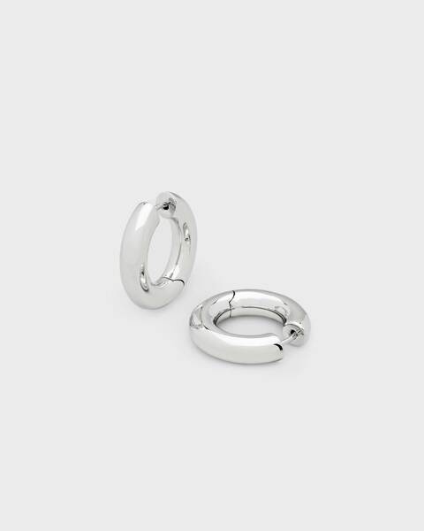 Earrings Chunky Hoops Medium Silver ONESIZE 1