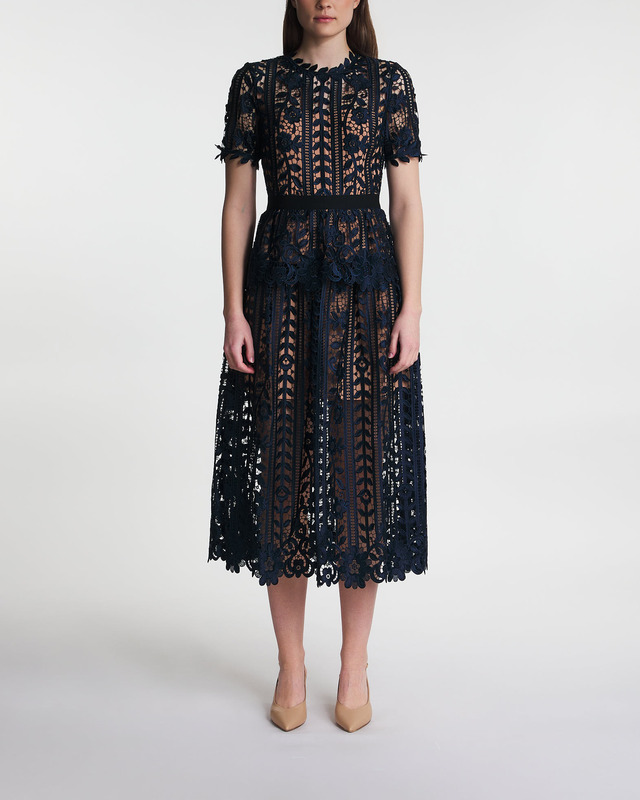 Self-Portrait Dress Navy Lace Midi Blue UK 8 (EUR 36)
