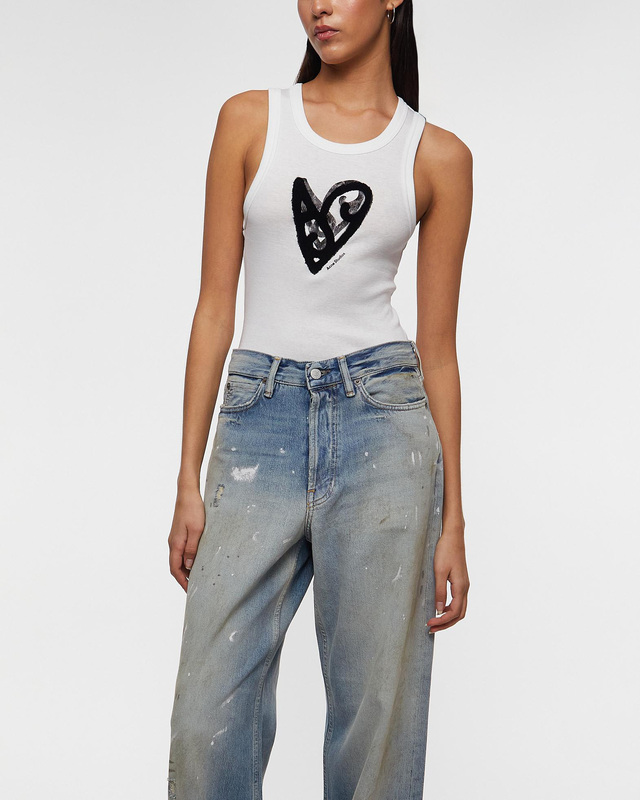 Acne Studios Top Heart Logo White S