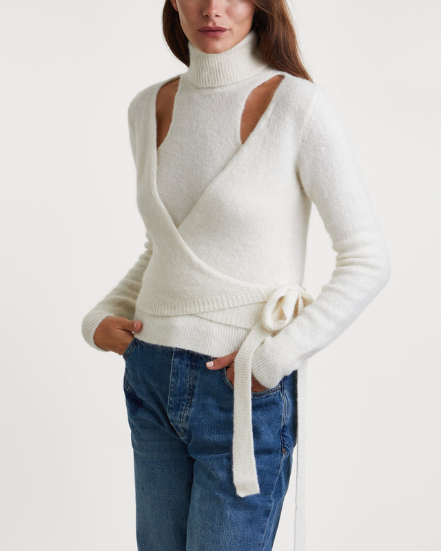 Ganni Blus Brushed Alpaca Wrap Egret XL