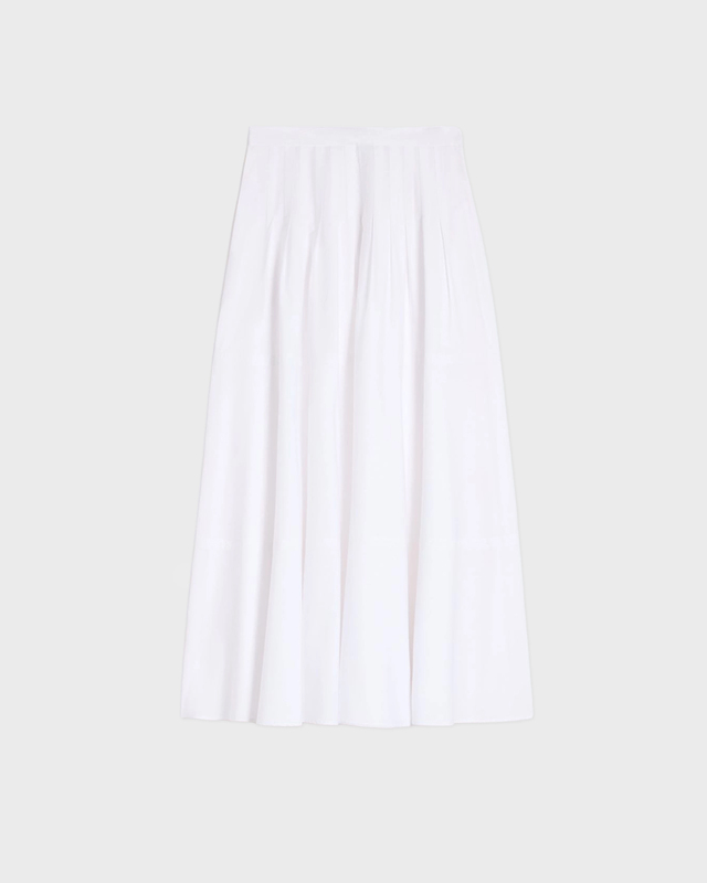 Max Mara Studio Skjørt Long Cotton Poplin White IT 44 (EUR M-L)
