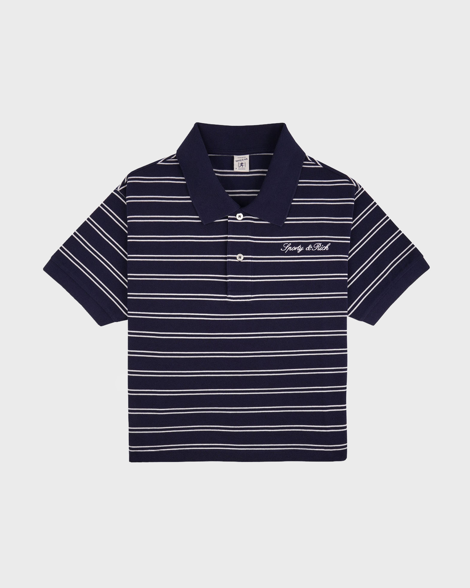 Sporty And Rich Sporty & Rich Signature Logo Polo X-sm In Navy