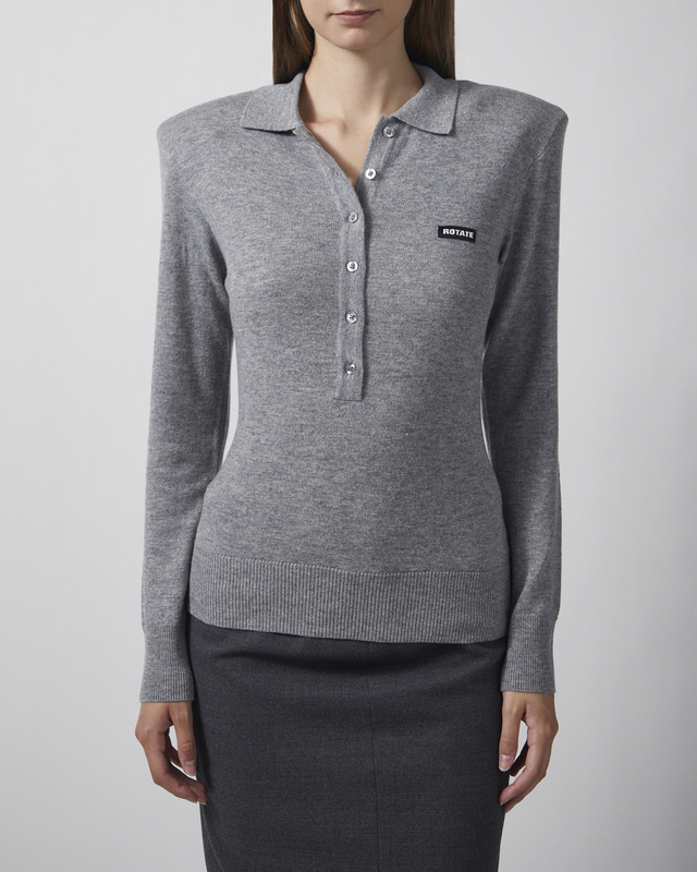 ROTATE  Polo Wool Longleeve Grey L
