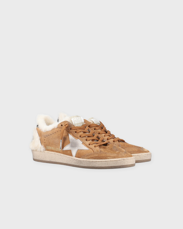 Golden Goose Deluxe Brand Sneakers Ball Star Suede Upper Shearling Cognac EUR 40