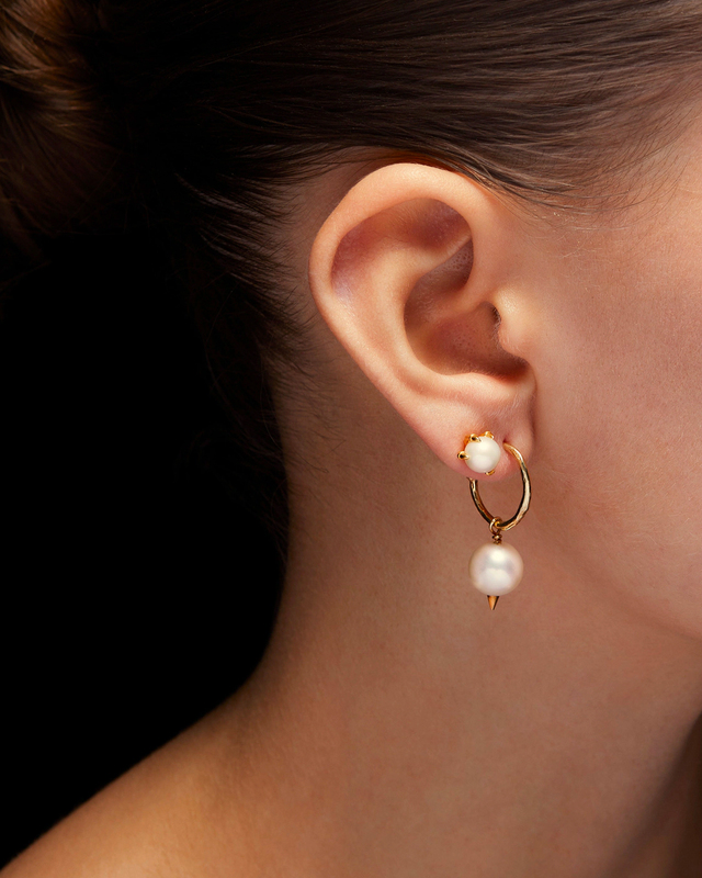 Maria Nilsdotter Earring Tiny Claw Pearl Ear Stud Guld ONESIZE